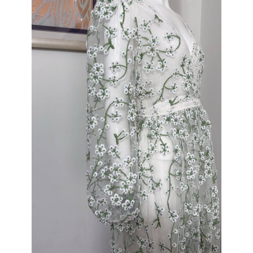 Ever After Women’s S Floral Embroidered Long Sleeve Maxi Dress Cottagecore Flowy - Picture 7 of 16